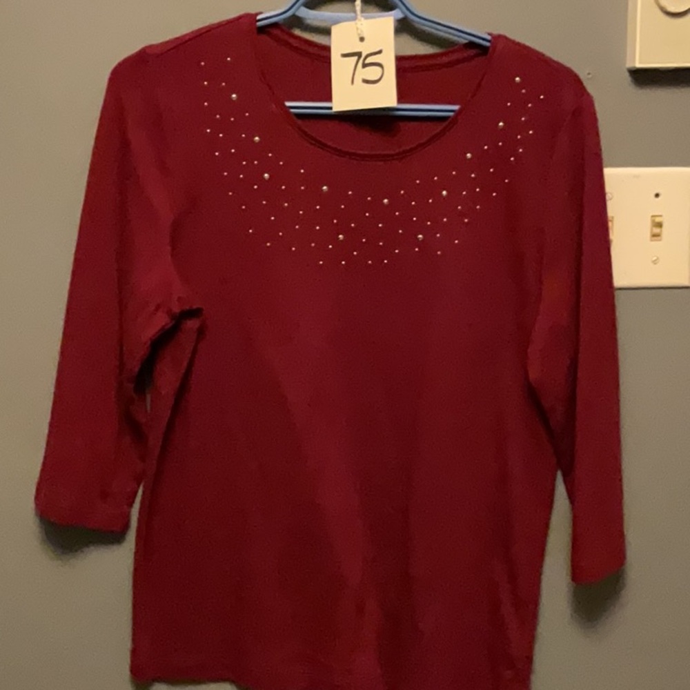 Penman Long Sleeve Cotton 3/4 Sleeve Bling Top